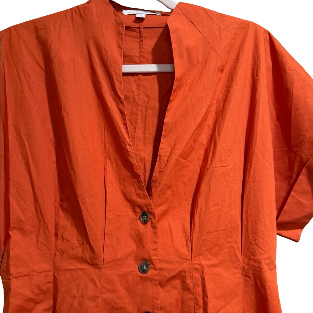 Banana‎ Republic Cotton Poplin Shirt Dress Sunset Orange Size 10 Petite - Picture 8 of 16